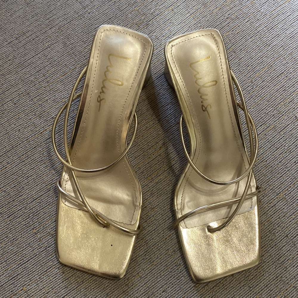 Gold block heels